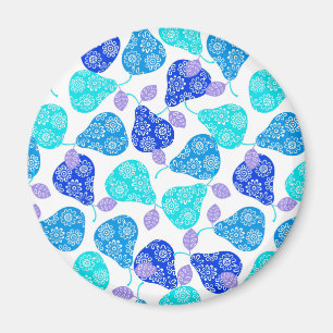 Süße blaue dekorative Birnenmuster Magnet