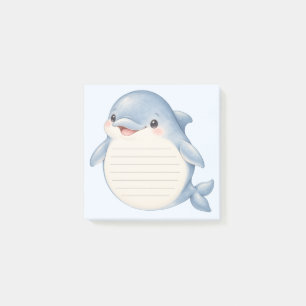 Süße blaue Delfin-Wasserfarbe-Notizblätter mit Lin Post-it Klebezettel