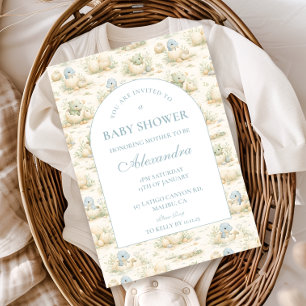 Süße Blaue Dino-Kinderzimmer-Baby-Party Einladung