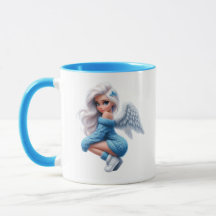 Süße blaue Engel Mädchen individuell zweifarbige T