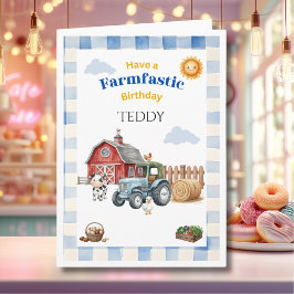 Süße blaue Farm Kindergeburtstag Karte