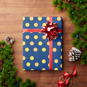 Süße blaue, gelbe und pastellorange Punkte Geschenkpapier