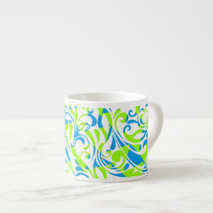 Süße blaue grüne gemischte Blumenmuster Espressotasse