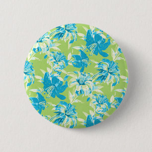 Süße blaue grüne nahtlose Lilien-Blumen Button