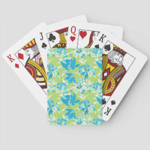 Süße blaue grüne nahtlose Lilienblume Spielkarten