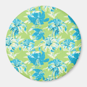 Süße blaue grüne nahtlose Lilienblüten Magnet