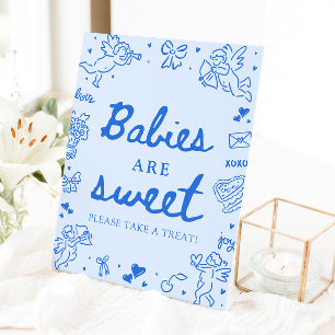 Süße blaue handgezeichnete Babys sind süß - nimm d Sockelschild
