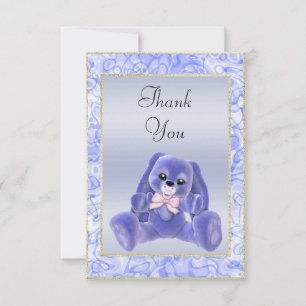 Süße blaue Hasen-Baby-Bath-Dankeschön Dankeskarte