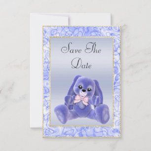 Süße blaue Hasen-Save-the-Date-Baby-Party Save The Date