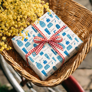 Süße blaue Hautpflege Kosmetik Muster Geschenkpapier