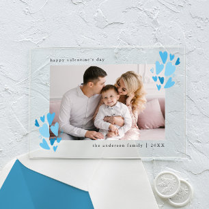 Süße Blaue Herzen Foto Valentinstag Acryleinladungen