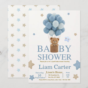 Süße blaue Jungen-Baby-Party-Einladung Dankeskarte