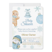 Süße blaue Jungen-Baby-Party-Einladung