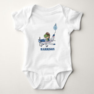 Süße blaue Jungen-Flugzeug-Dinosaurier-Kinder 1. G Baby Strampler