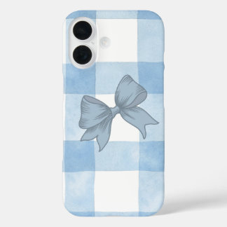 Süße blaue Karo-Schleifen-iPhone-Hülle. iPhone 16 Hülle