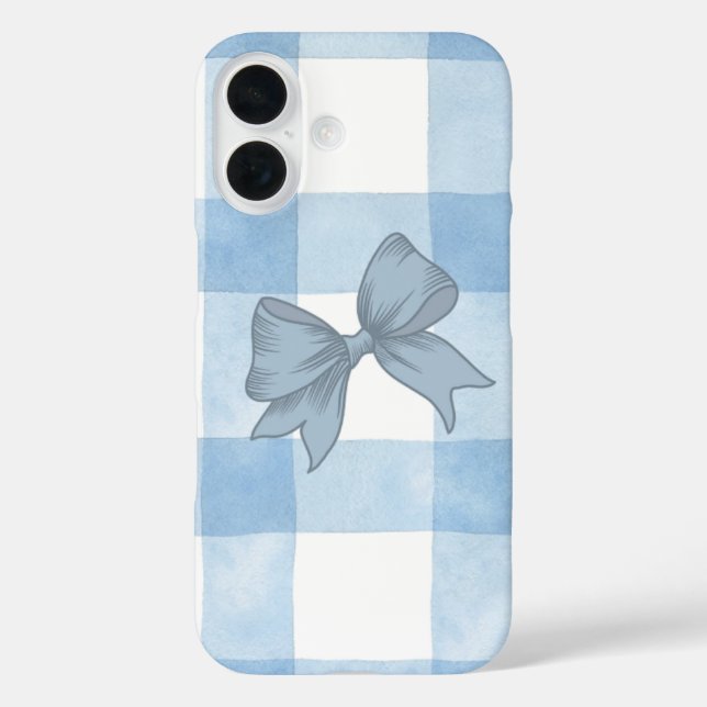 Süße blaue Karo-Schleifen-iPhone-Hülle. Case-Mate iPhone Hülle (Rückseite)