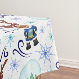 Süße blaue Kinder Weihnachtsrentier Tischdecke
