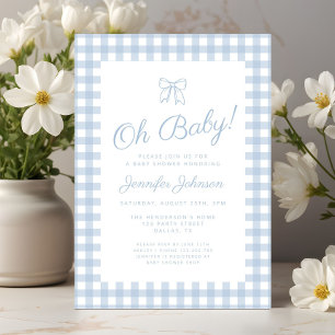 Süße blaue kokette Schleife Jungen-Baby-Party Einladung