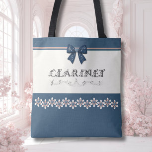 Süße blaue kokette Schleife Klarinette Band Tote-T