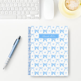 Süße Blaue Kokette Schleifen Herzen Personalisiert Notizbuch