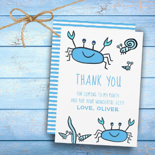 Süße Blaue Krabbe Meerestiere Jungen Geburtstag Dankeskarte