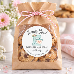 Süße Blaue Mixer Bäckerei Geschäft Danke Aufkleber