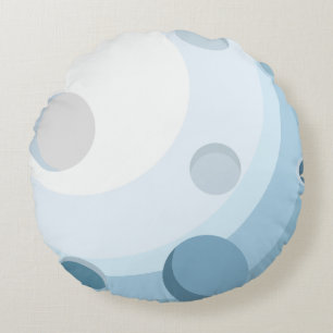 Süße Blaue Mond Raum Illustration Rundes Kissen