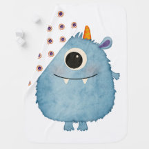 Süße blaue Monster-Babydecke – Weiches Geschenk fü