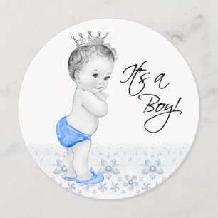 Süße Blaue Prinz Baby Boy Shower Einladung