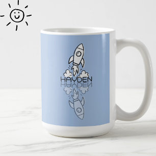 Süße blaue Raketen-Reflektions-Kritzelei mit indiv Kaffeetasse