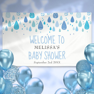 Süße blaue Regentropfen Baby Shower Streusel Willk Banner