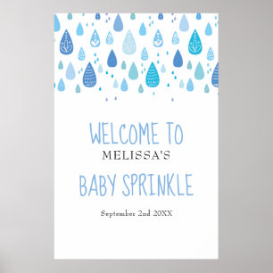 Süße blaue Regentropfen Baby Sprinkle / Shower Beg Poster