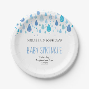 Süße blaue Regentropfen Paare Baby Shower / Sprink Pappteller