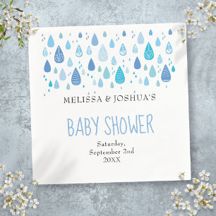 Süße blaue Regentropfen Paare Baby Shower Streusel Serviette