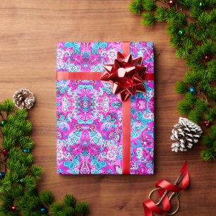 Süße blaue rosa Blumenmuster Geschenkpapier