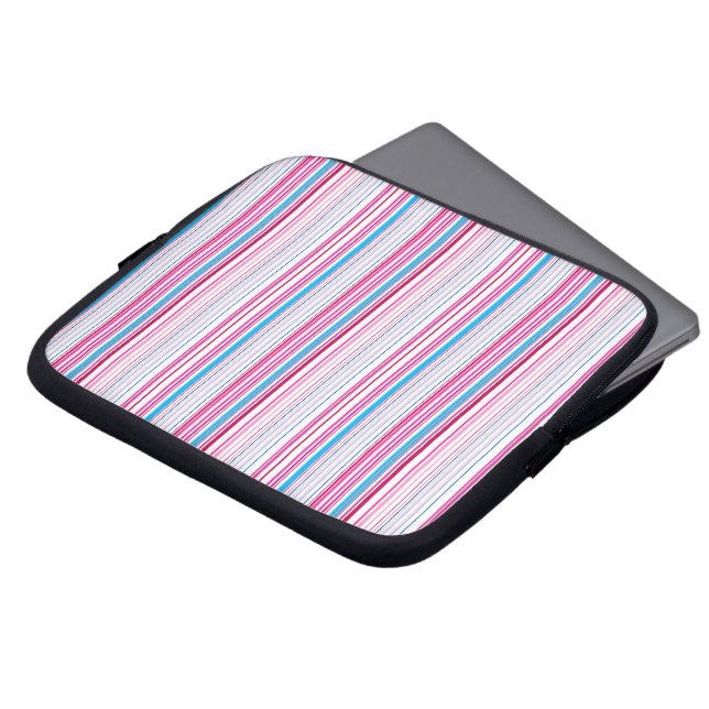 Süße blaue rosa Streifen Laptopschutzhülle (Vorne Oben)