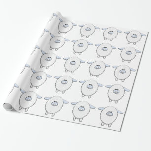Süße blaue Schaf-Babyparty Geschenkpapier