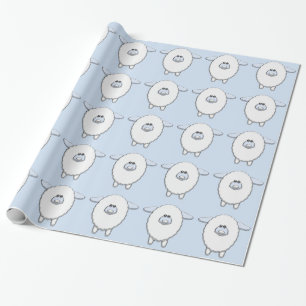 Süße blaue Schaf-Babyparty Geschenkpapier