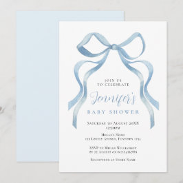 Süße blaue Schleife Baby Shower Einladung