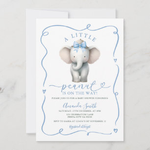 Süße blaue Schleife Elefant Erdnuss Baby Shower Einladung