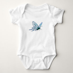 Süße blaue Schmetterlingsillustration Baby-Body Baby Strampler