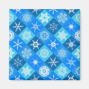 Süße blaue Schneeflockenmuster Design Magnet