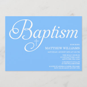 Süße blaue Skript-Taufe Einladung