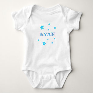 Süße blaue Sterne Baby-Jungen-Name-Body Baby Strampler