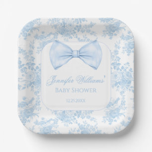 Süße blaue Toile-Blumen-Schleife Baby-Junge-Shower Pappteller