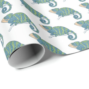 Süße blaue und grüne Chamäleon-Echsen-Geschenkverp Geschenkpapier