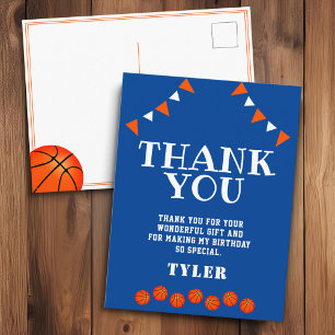 Süße blaue und orange Sport Basketball Geburtstag Postkarte