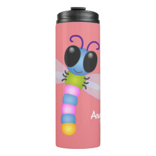Süße blaue und rosa Libellen-Cartoon-Illustration Thermosbecher