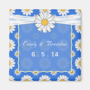 Süße blaue und weiße Blumen-Daisy-Hochzeit Magnet