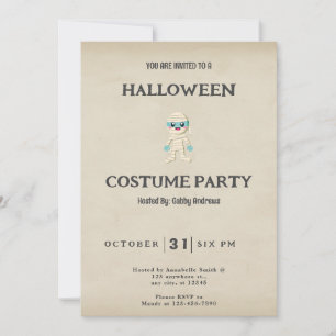 Süße blaue und weiße Mumie Vintage Halloween Einladung